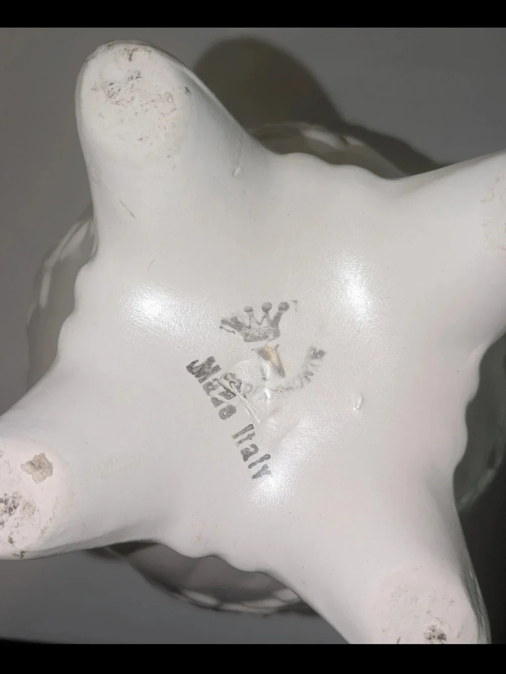Capodimonte White Floral Embossed Two-Handle Decorative Vase